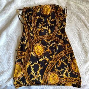 Black and Gold Strap Corset Dress